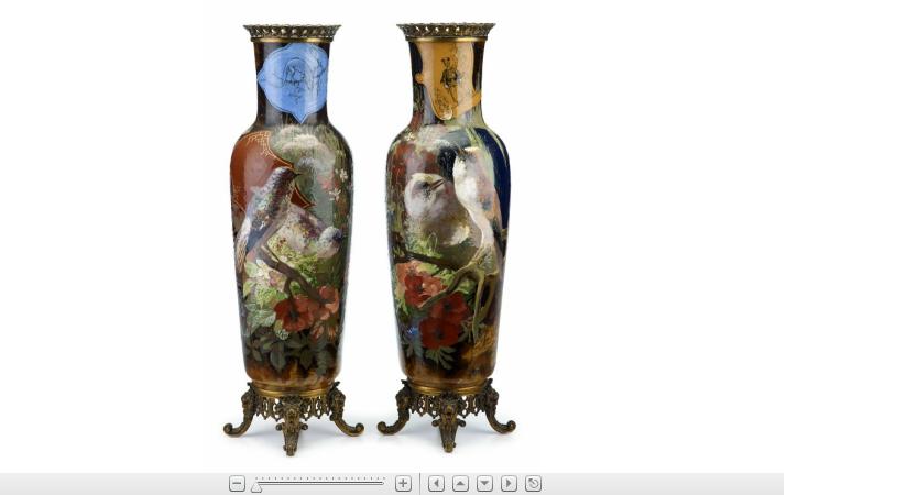 Appraisal: Pair of large French 'Japonism' faience and bronze mounted vases