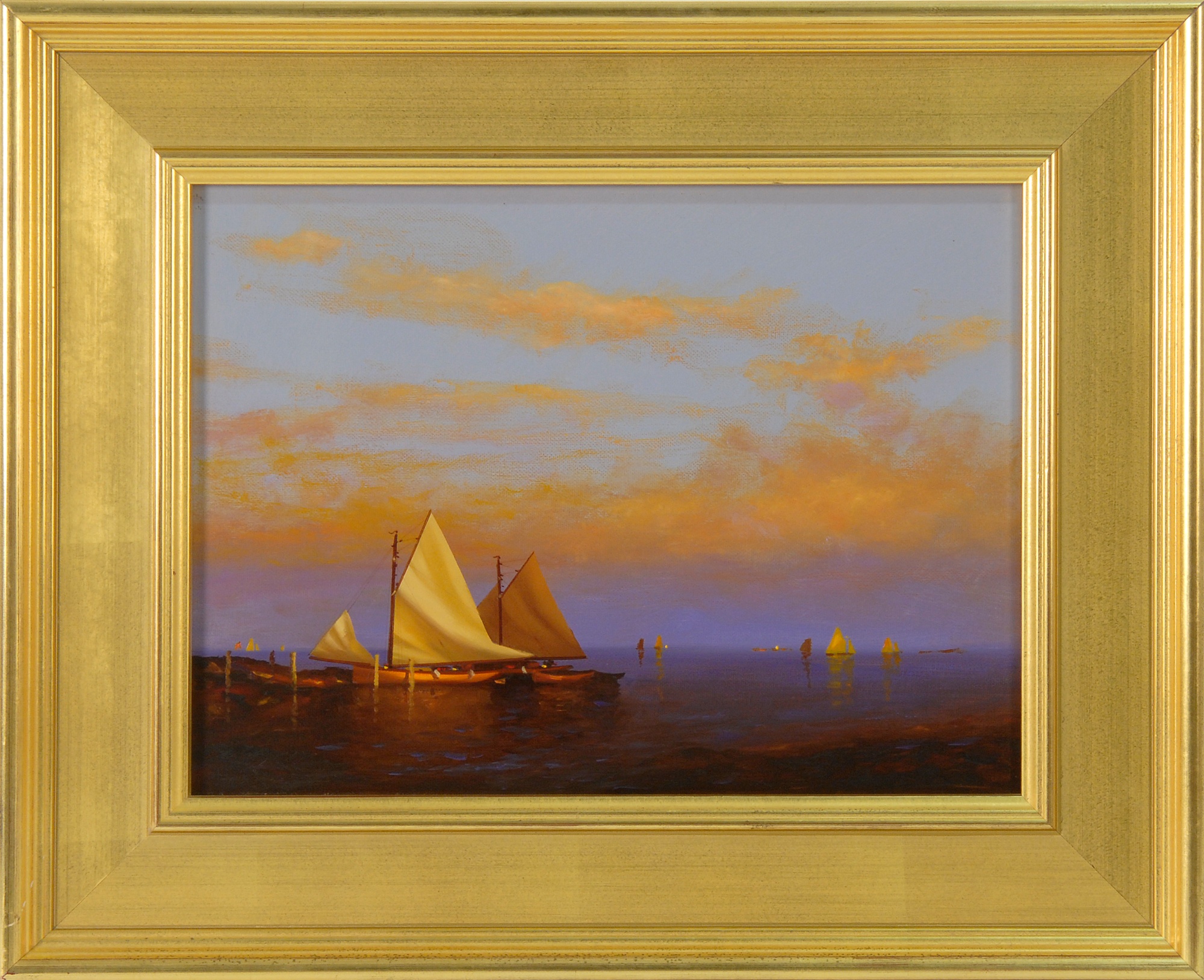 Appraisal: VERNON GEORGE BROEAmerican - Catboats at dusk Unsigned Oil on