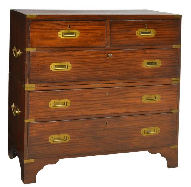 Appraisal: English mahogany campaign chest on chest late th c with