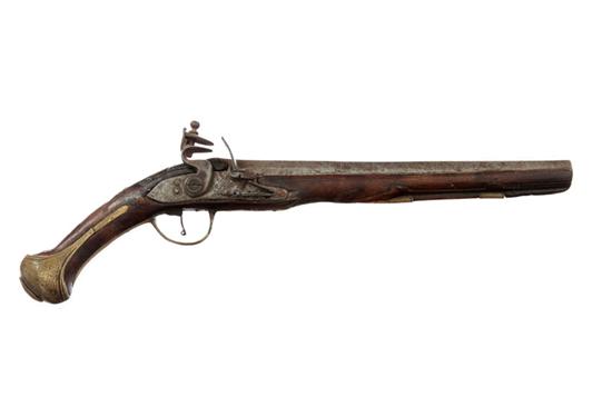 Appraisal: FLINTLOCK PISTOL European th century Approximately caliber '' round barrel