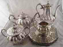 Appraisal: A four piece Viners plated teaset of melon shape with