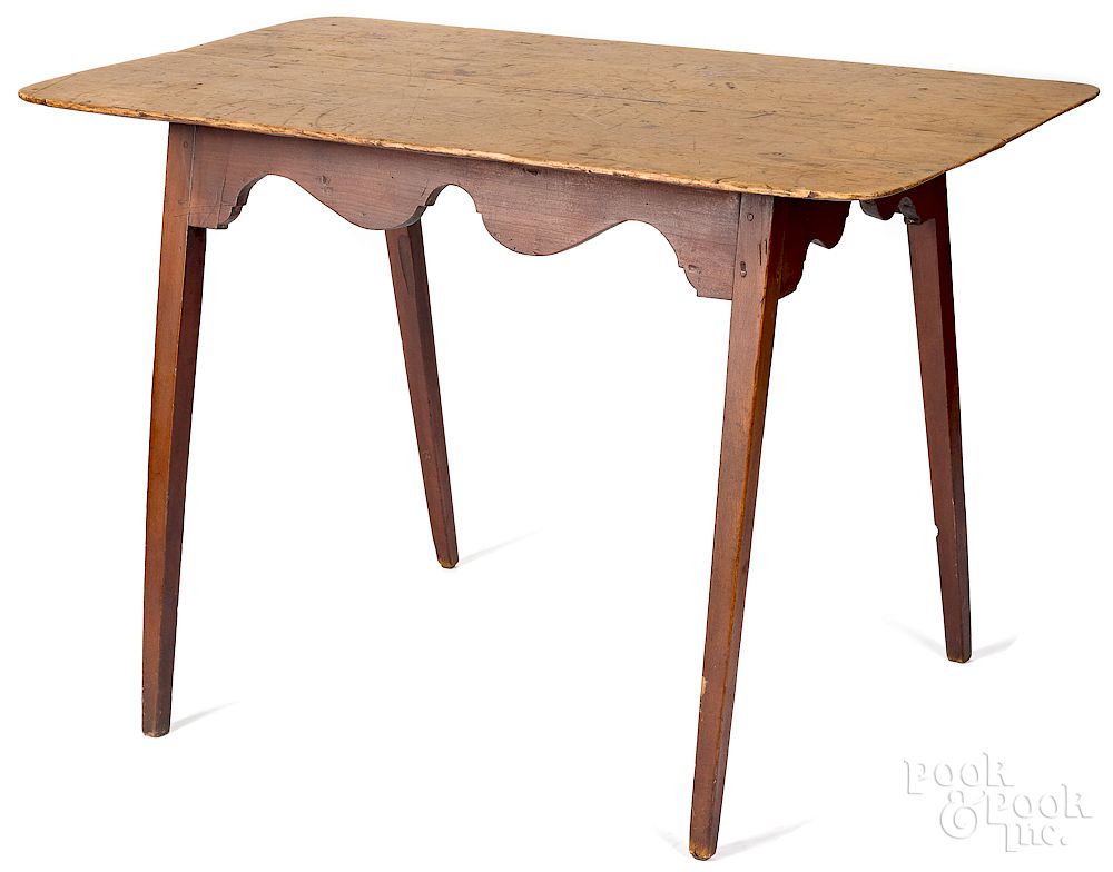 Appraisal: New England pine and maple splay leg work table Exclusive