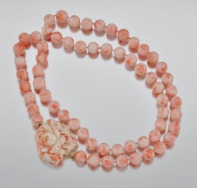 Appraisal: An Impressive Angel Skin Coral Necklace The necklace features is