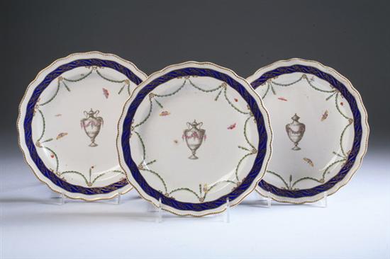 Appraisal: SIX DERBY PORCELAIN DESSERT PLATES Circa Centered with hand-painted urn