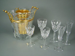 Appraisal: Set of Baccarat cut glass wine glasses and Champagne bucket