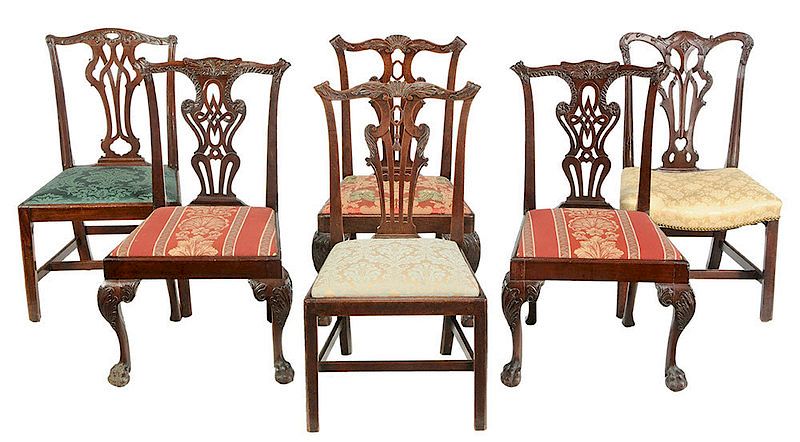 Appraisal: Assembled Set Six Chippendale Dining Chairs British Irish th century