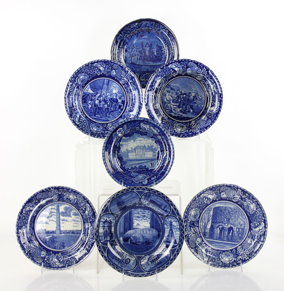 Appraisal: - Historical Staffordshire Plates Lot of seven Staffordshire plates decorated