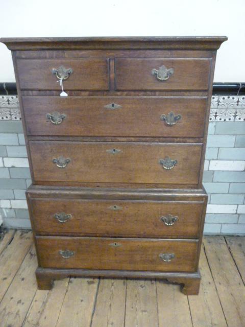 Appraisal: AN OAK CHEST ON CHEST incorporating th century wood moulded