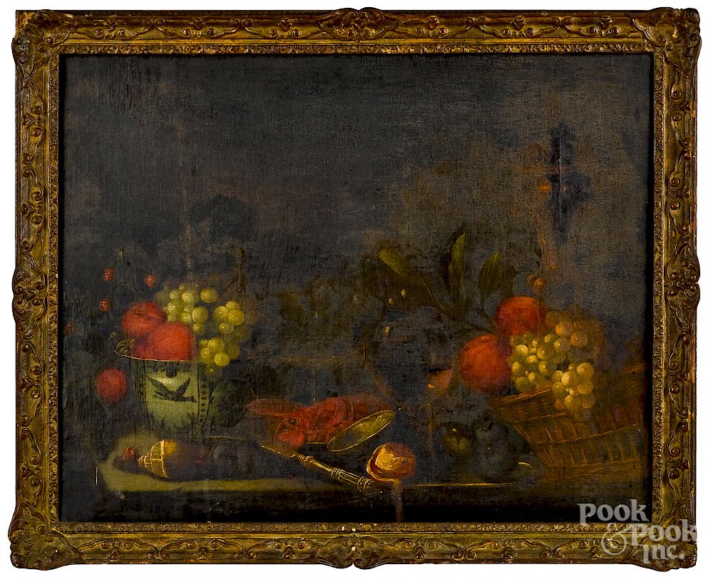 Appraisal: Old Master oil on canvas still life Exclusive on Bidsquare