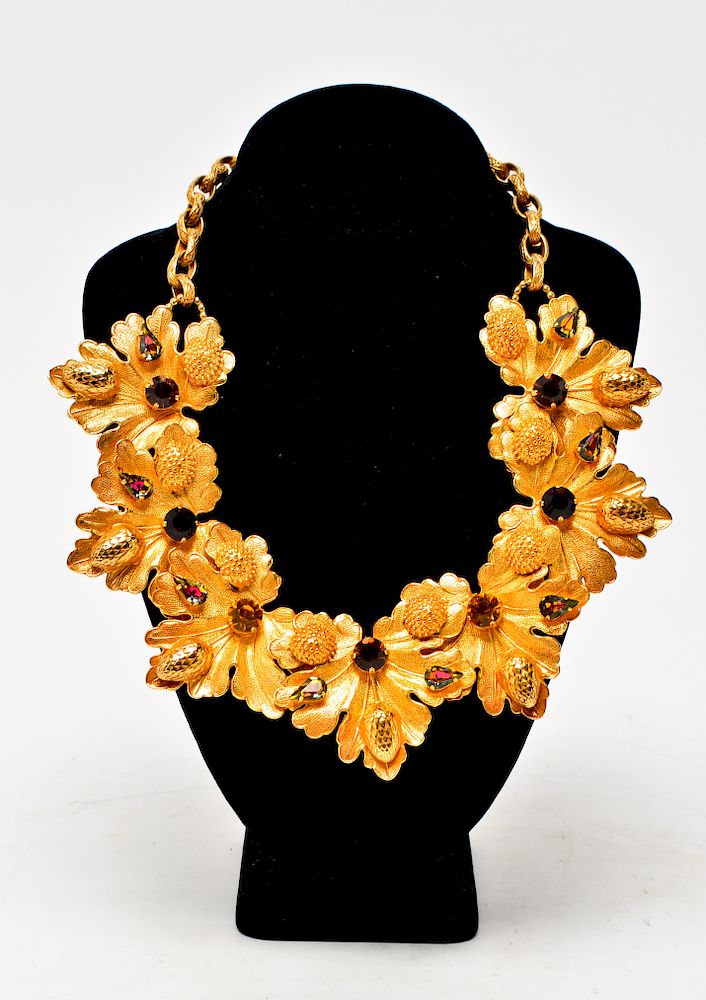 Appraisal: Dominique Aurientis Gold-Tone Foliate Necklace Dominique Aurientis gold-tone foliate necklace