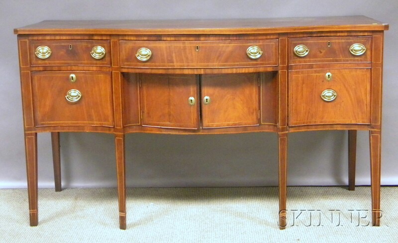 Appraisal: Federal Inlaid Mahogany and Mahogany Veneer Serpentine Sideboard approx ht