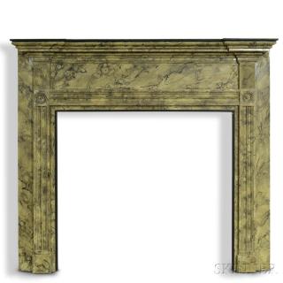 Appraisal: Marbleized and Carved Pine Mantel th century with reeded pilasters