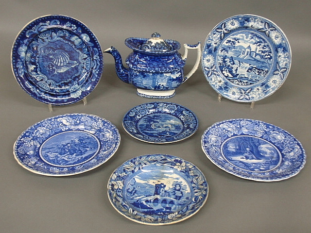 Appraisal: - Seven pieces of English blue transferware incl a Staffordshire