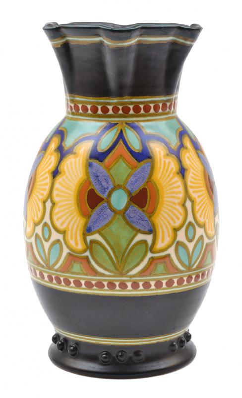 Appraisal: A GOUDA VASE IN THE MADELEINE PATTERNSIGNED KOMPANI PLAZUID