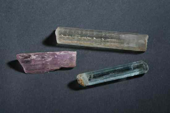 Appraisal: THREE AFGHANI MINERALS Including Beryl Aquamarine Spodumene Kunzite and Spodumene