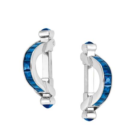 Appraisal: Pair of White Gold and Sapphire Cufflinks Estimate -