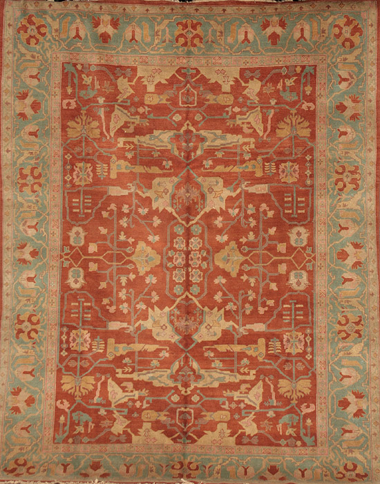 Appraisal: Indo-Mahal Rug Post Rust ground with rosette and trellising vine