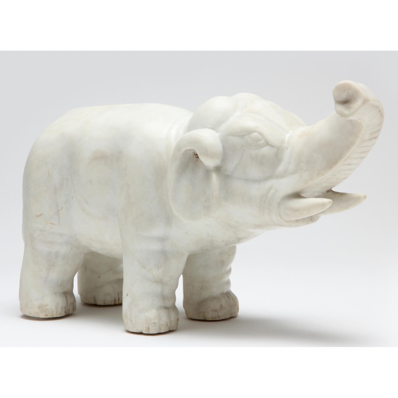 Appraisal: Chinese Carved Marble Elephant th century finely carved white marble