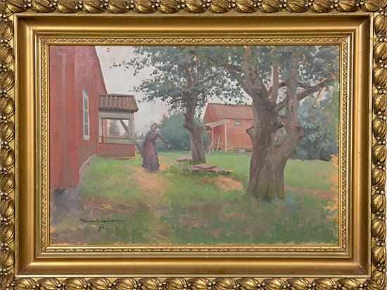 Appraisal: Victor Lagerstrom Swedish - THE BEATEN PATH oil on board