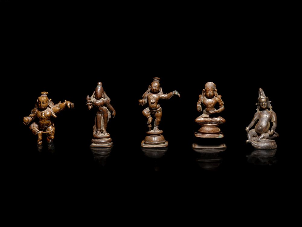 Appraisal: Five Indian Bronze Figures of Deities Height of tallest in