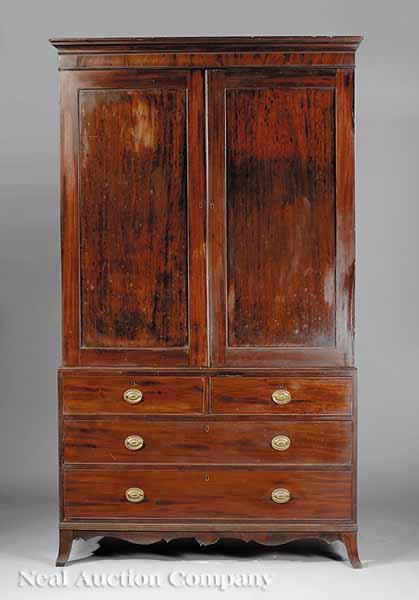 Appraisal: A Federal Mahogany Linen Press late th early th c