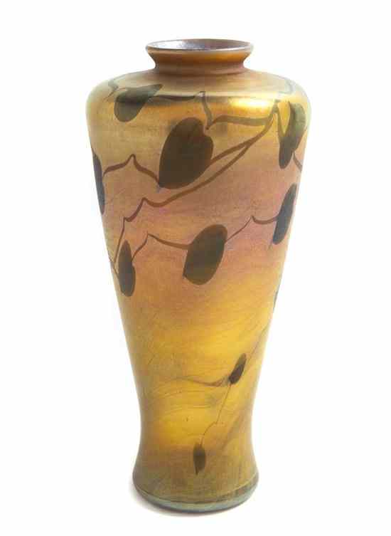 Appraisal: A Tiffany Studios Favrile Glass Vase of tapering cylindrical form