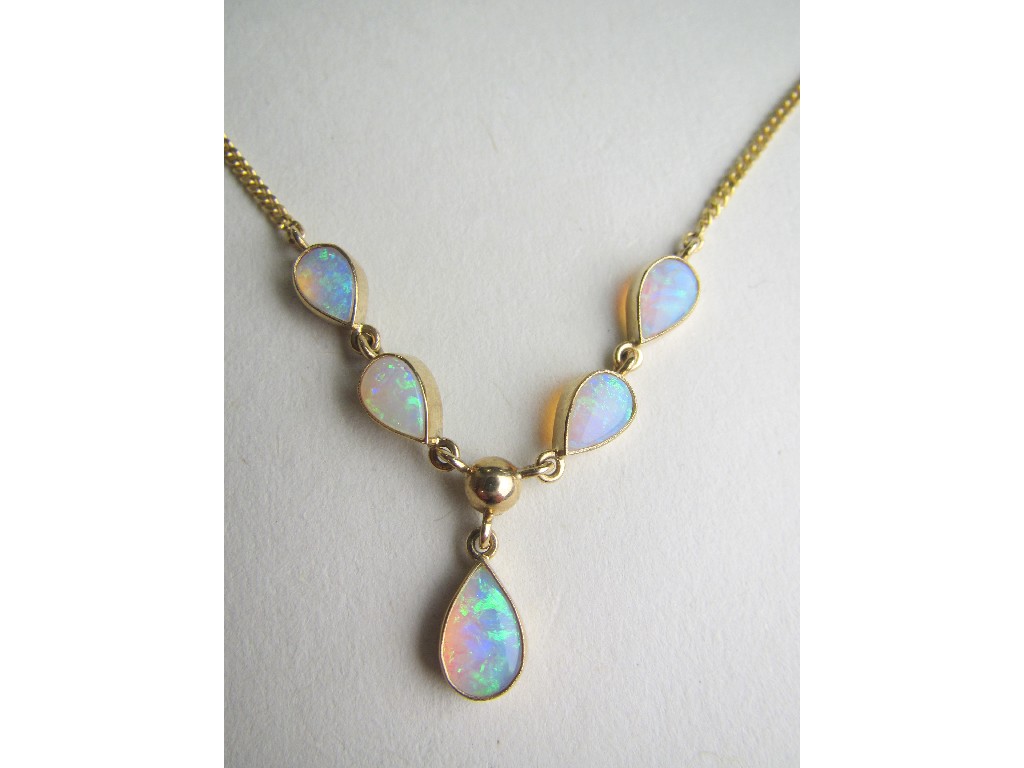 Appraisal: Nine carat gold opal set necklace