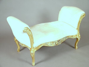 Appraisal: A Rococo style gilded and upholstered window seat th century