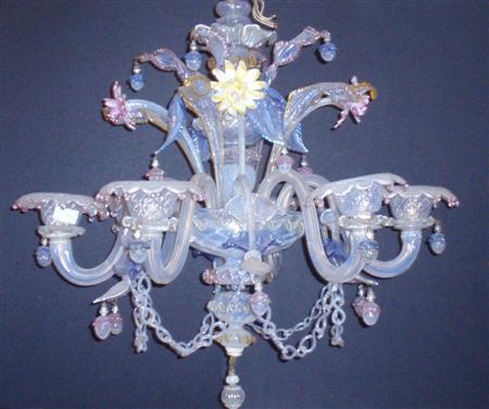 Appraisal: A Venetian Murano glass chandelier the glass column with six