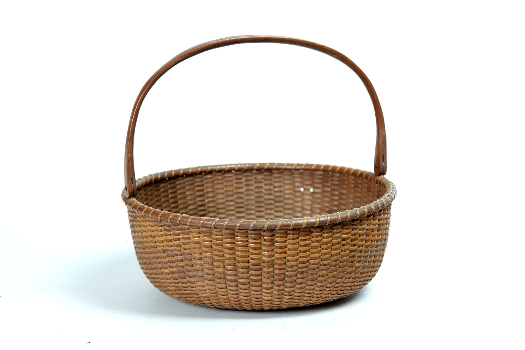 Appraisal: NANTUCKET BASKET American late th-early th century Typical construction with