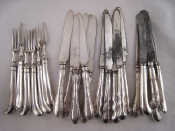 Appraisal: About pieces of silver handled dessert flatware