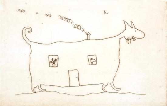 Appraisal: MICHAEL LEUNIG BORN Cat House etching x cm