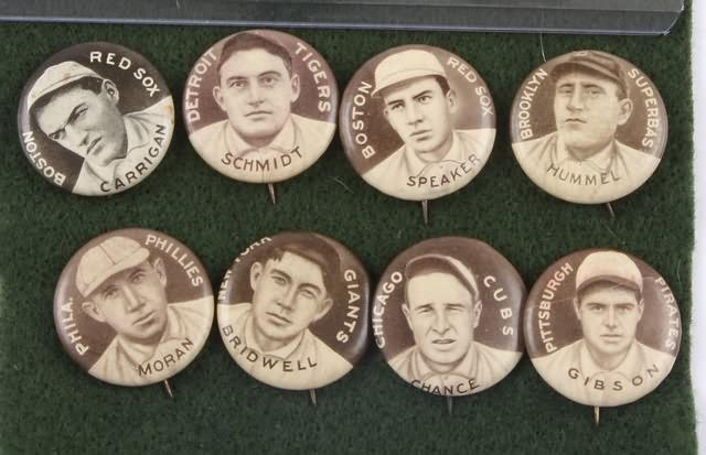 Appraisal: Grouping of eight Sweet Caporal P- Baseball Pins Pins include