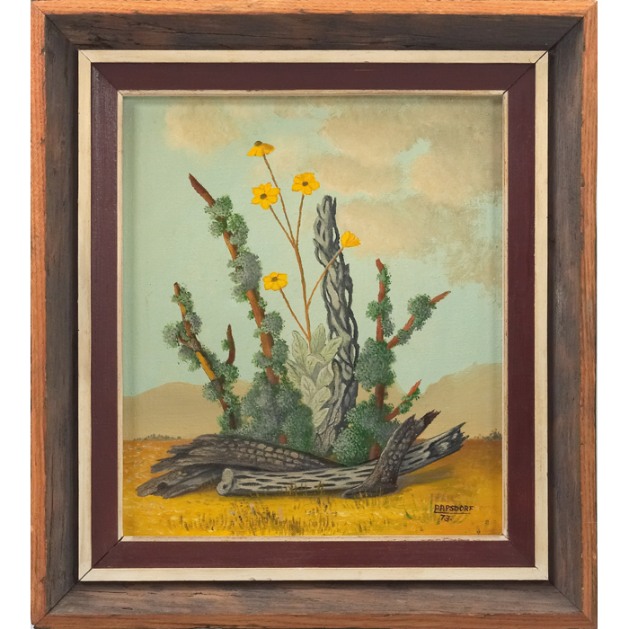 Appraisal: Frederick Papsdorf American b ''Dried Cactus Arizona '' oil oncanvas