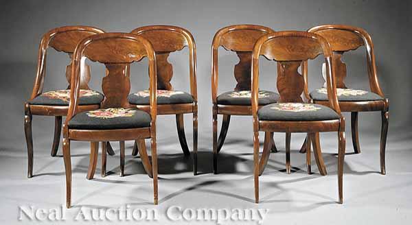 Appraisal: A Suite of Six American Late Classical Mahogany Gondola Chairs