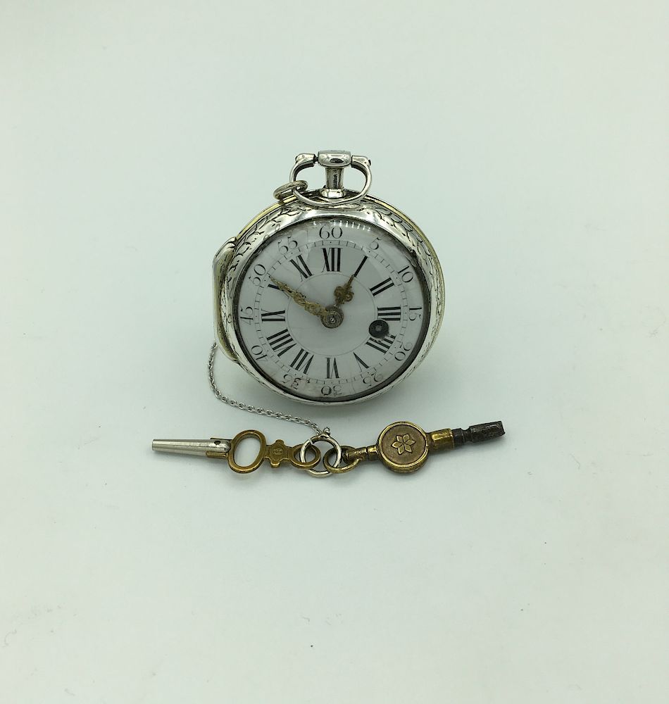 Appraisal: Rare Antique French Mid 's Silver Pocket Watch Nillion Lausanne