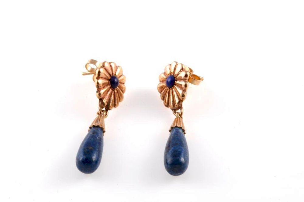 Appraisal: Pair of Lapis lazuli k gold earrings gross weight approximately