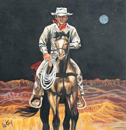 Appraisal: MIDNIGHT COWBOY PAINTING SIGNED ALKAY Oil Masonite '' x ''