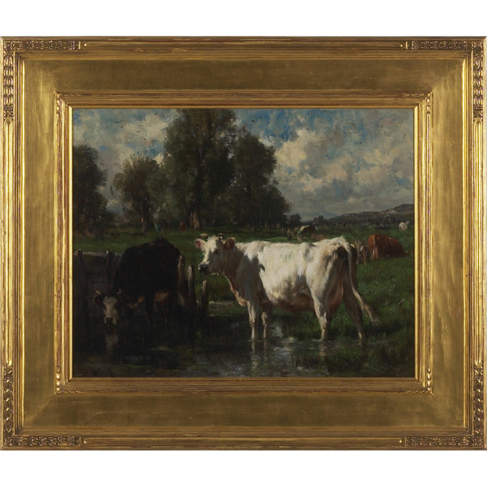 Appraisal: Emile van Marcke de Lummen French - Wading Cows c