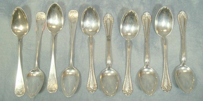 Appraisal: Alvin sterling silver teaspoons mono l with other sterling teaspoons