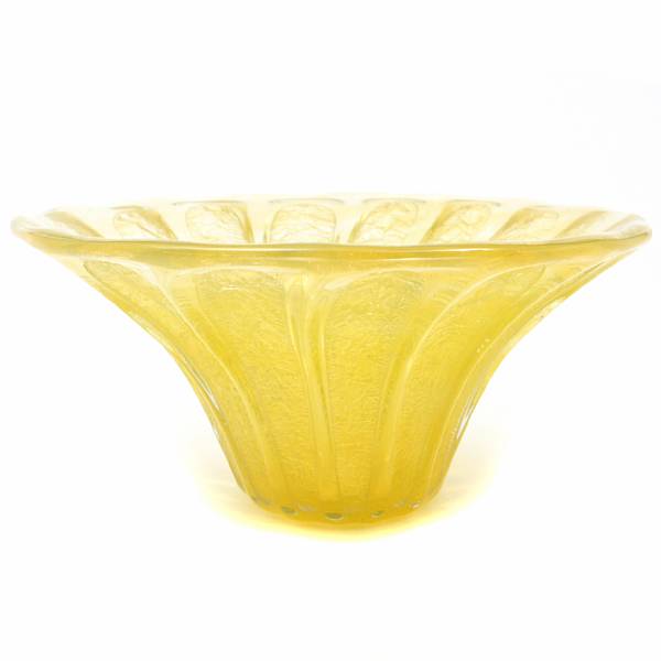 Appraisal: A Daum Nancy acid-cut-back yellow glass bowl circa signed Daum