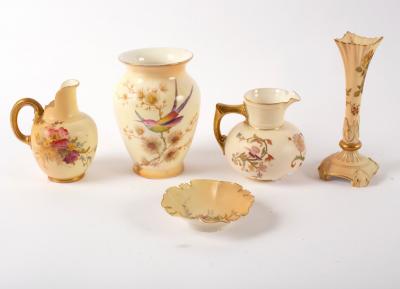 Appraisal: A Royal Worcester jug painted trails of summer flowers cm