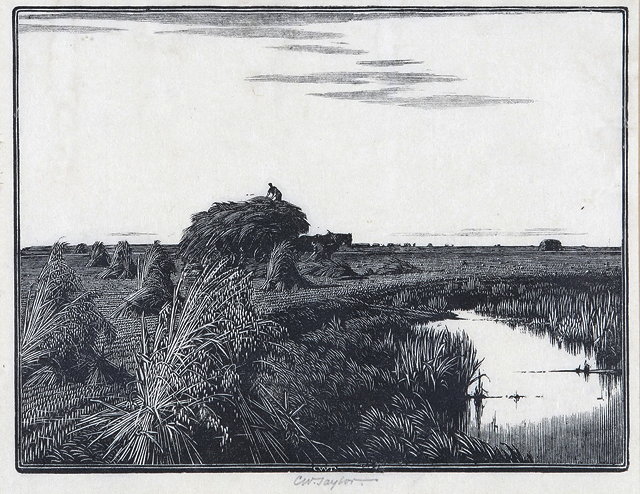 Appraisal: CHARLES WILLIAM TAYLOR - Harvest time wood engraving pencil signed