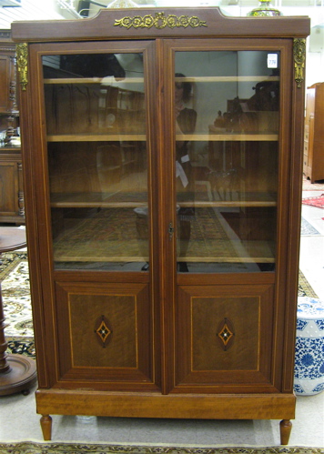 Appraisal: LOUIS XVI STYLE MAHOGANY CABINET BOOKCASE French early th century