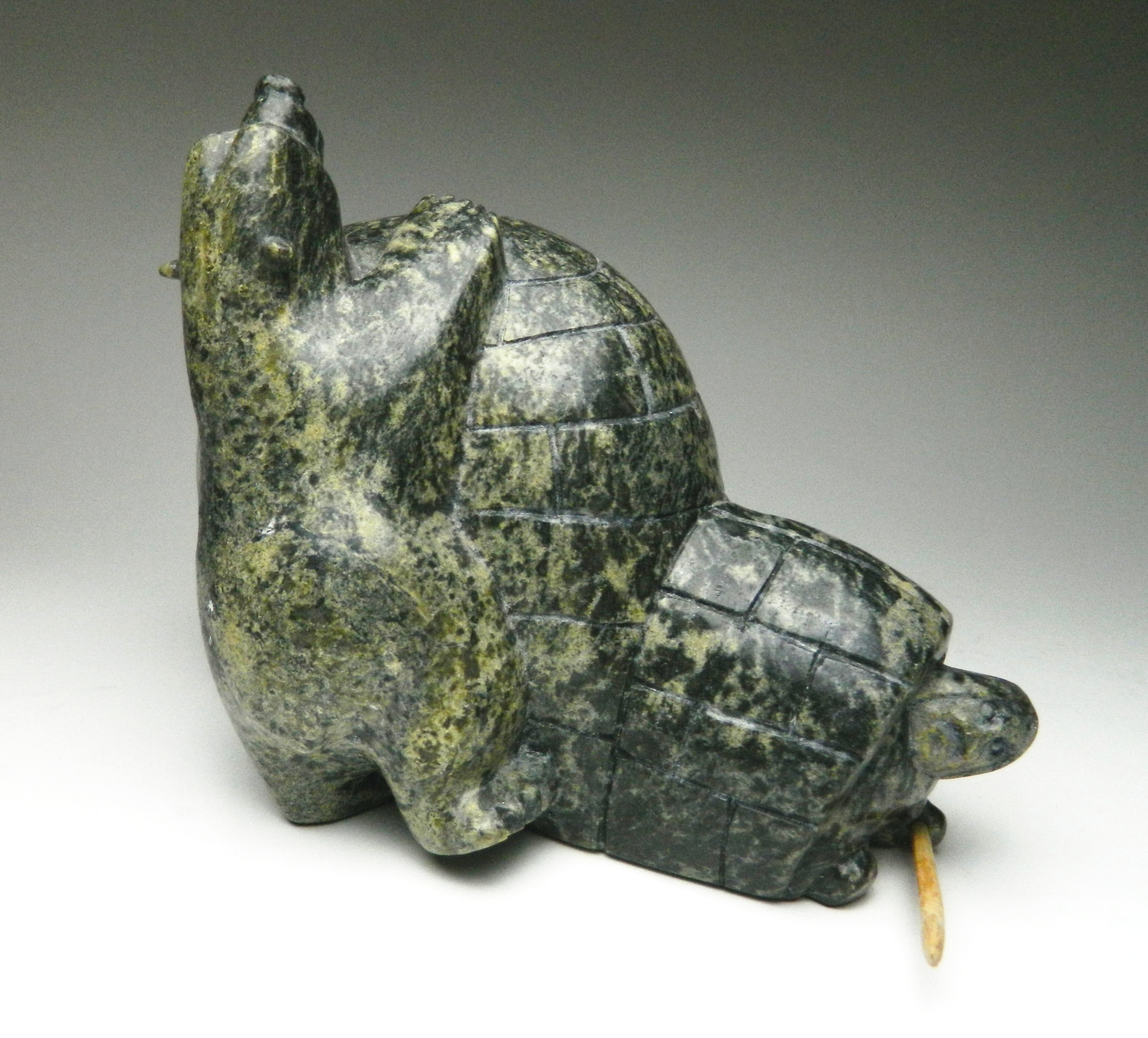 Appraisal: Johnny Manning Cape Dorset Bear Crushing Igloo- serpentine stone carving