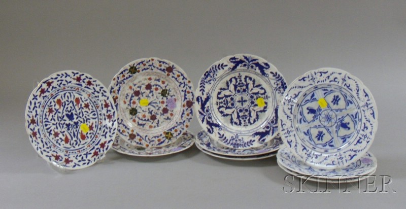 Appraisal: Group of Nine Assembled Austrian Enamel Decorated Porcelain Plates dia