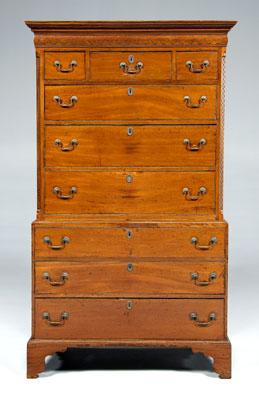 Appraisal: George III mahogany chest-on-chest two case construction with dovetailed drawers