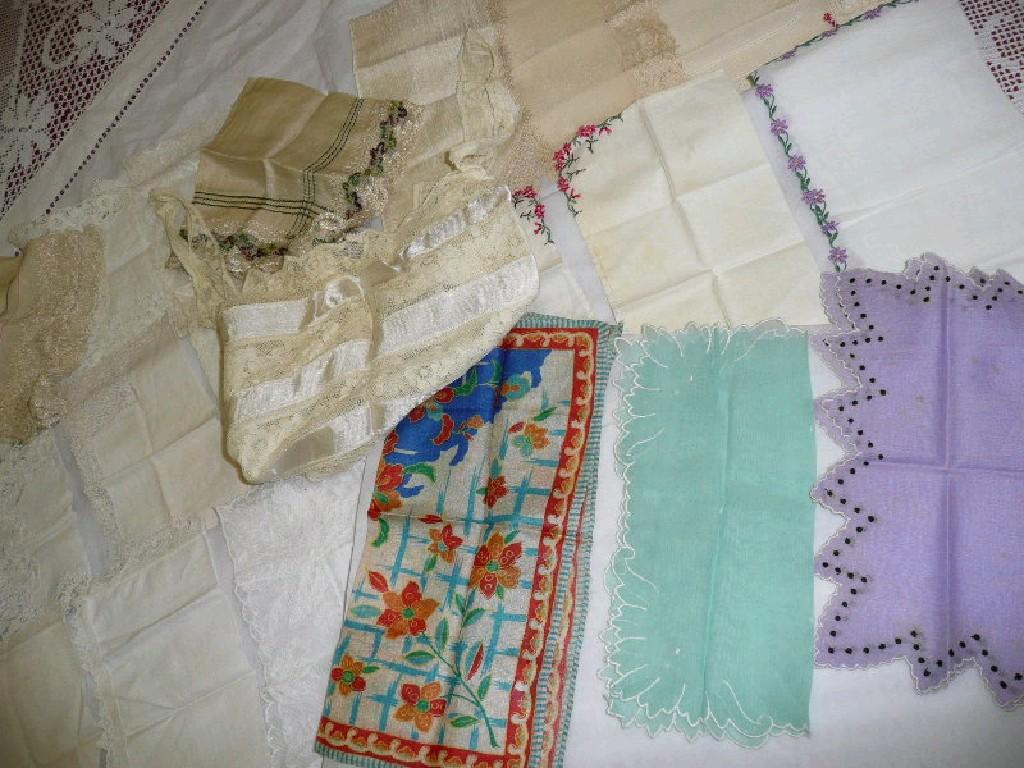 Appraisal: A collection of ladies vintage silk cotton handkerchiefs - various