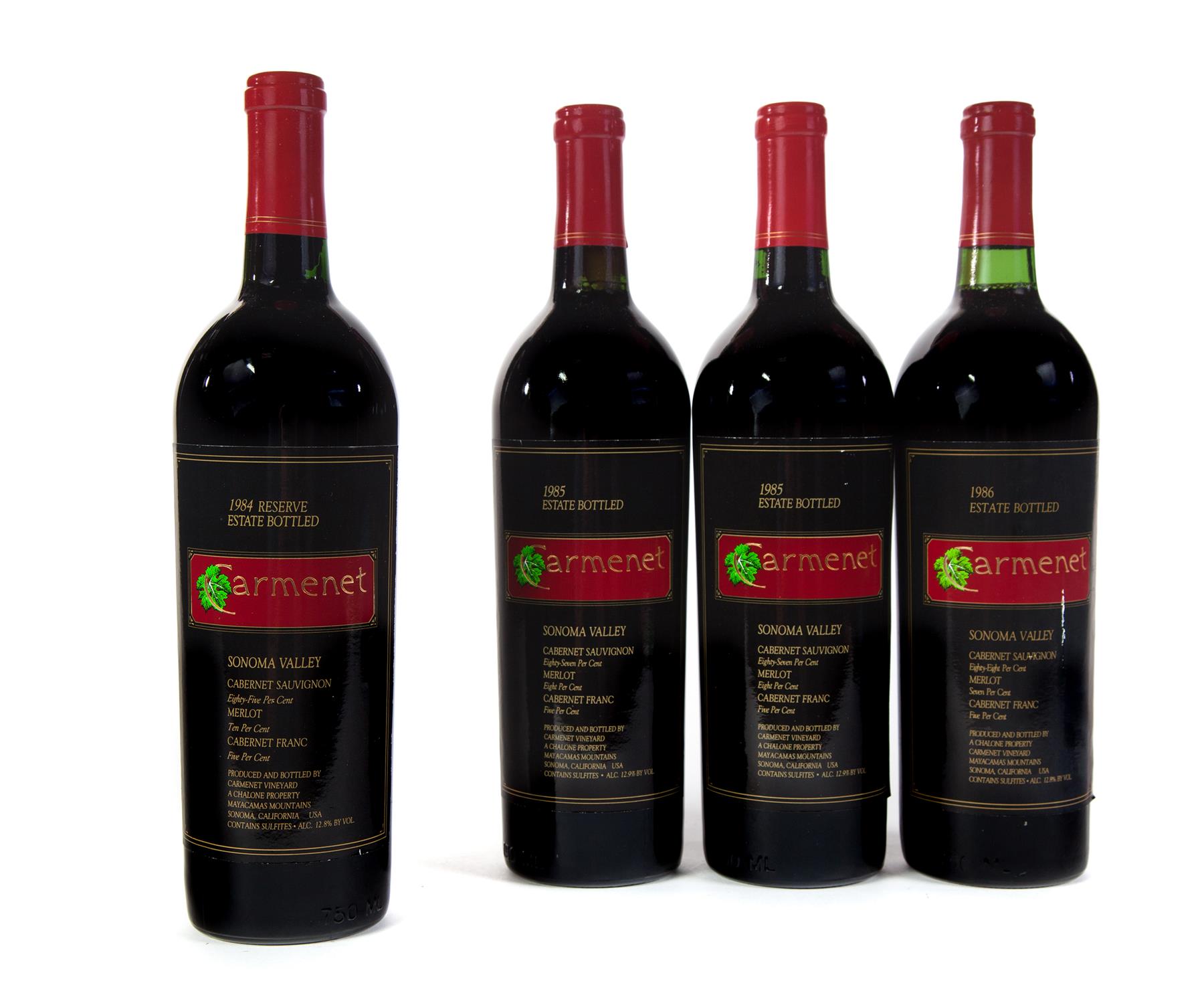 Appraisal: CARMENET CABERNET SAUVIGNON VERTICAL Mayacamas Mountains Sonoma Valley bottles ml