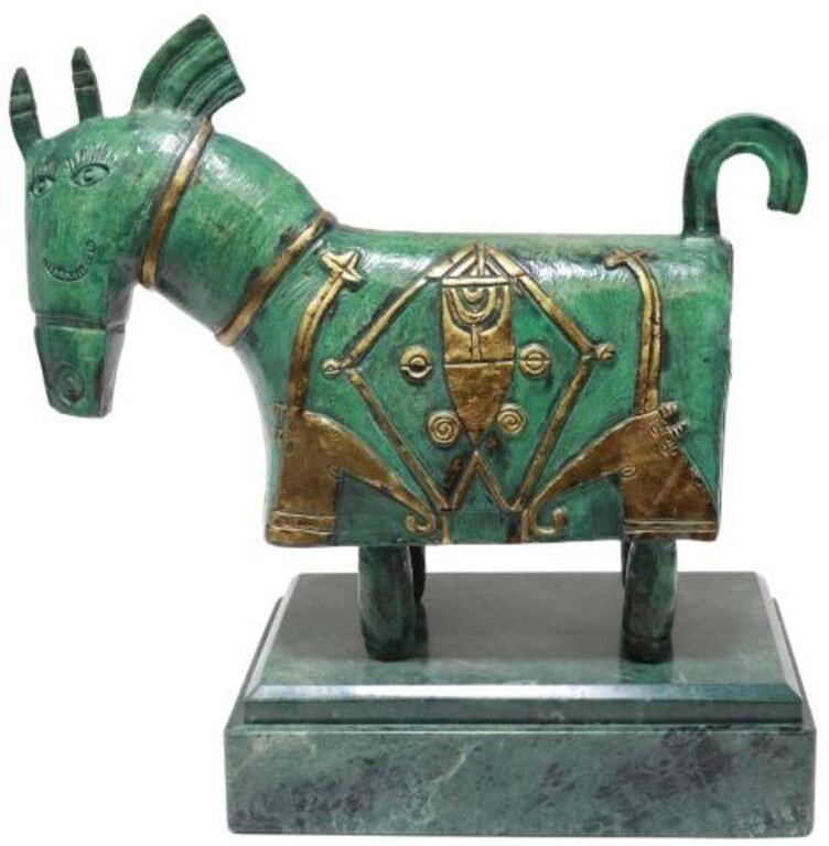 Appraisal: Verdigris bronze sculpture Caballo signed in cast Andriacci Fernando Andriacci